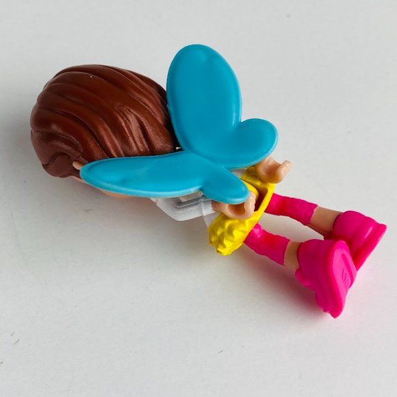 Miniature Doll Girl Fairy Blue Confetti Wings Pink Boots Pretend Toy Figure - Picture 6 of 8